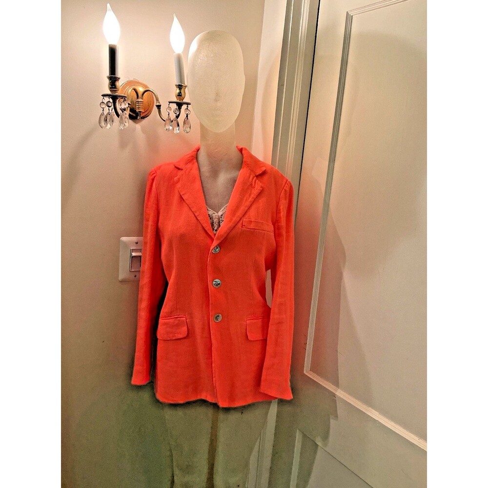 NWT Ralph Lauren Women Linen Blazer 6 Orange Single Breasted  Size 6 RT $298